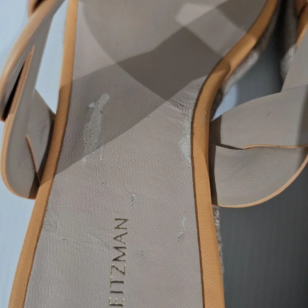 Stuart Weitzman Twist Espadrille Wedge Sandal Womens 10 Mango Leather Slide